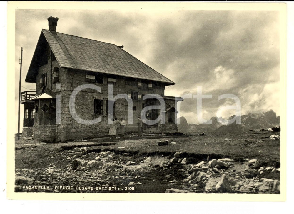 Cartolina originale da collezione 1950 ca PAGANELLA (TN) Rifugio Cesare BATTISTI *Cartolina postale ANIMATA FG NV 1