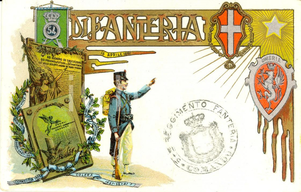Cartolina originale da collezione 1900 ca REGIO ESERCITO 54º Reggimento FANTERIA  Cartolina Reggimentale FP NV 1