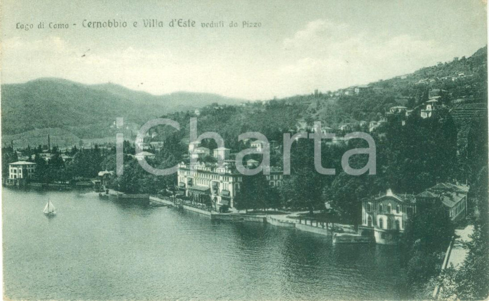Cartolina originale da collezione 1919 CERNOBBIO CO Villa d ESTE vista da PizzoCartolina FP VG 1