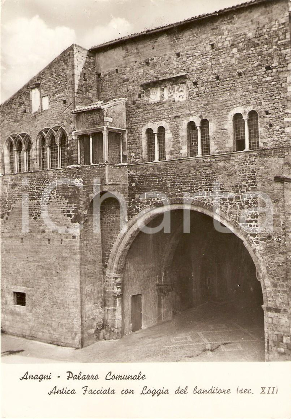 Cartolina originale da collezione 1970 ANAGNI (FR) Palazzo Comunale con Loggia del Banditore *Cartolina FG VG 1