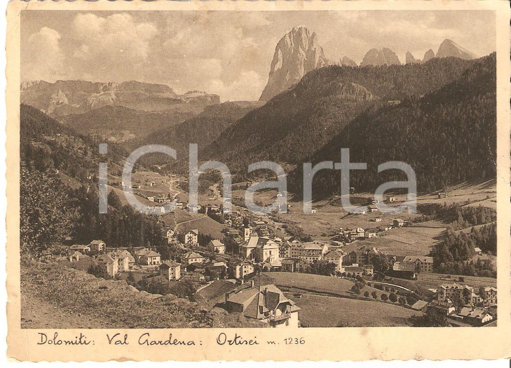 Cartolina originale da collezione 1940 ca ORTISEI (BZ) Panorama VAL GARDENA Dolomiti *Cartolina FG VG 1