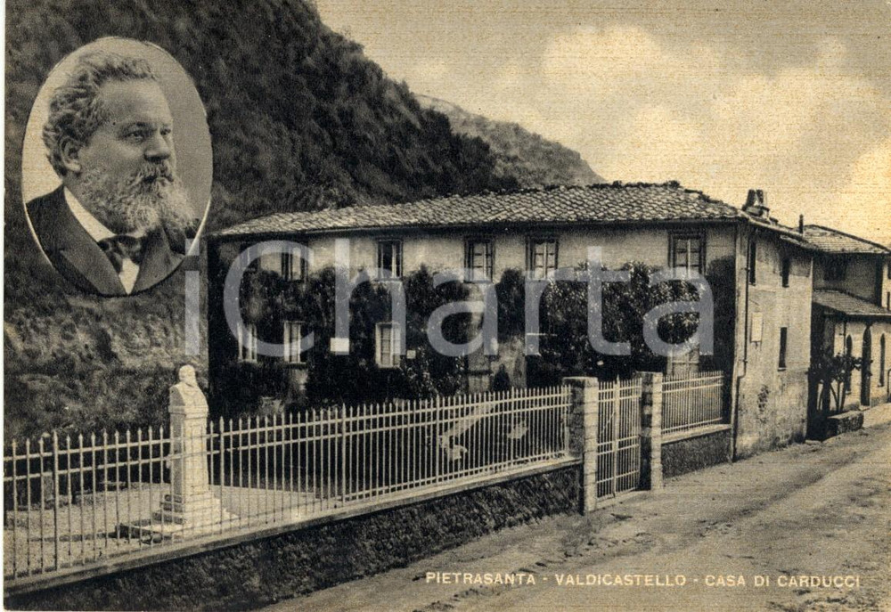 Cartolina originale da collezione 1950 ca PIETRASANTA (LU) Casa di CARDUCCI a VALDICASTELLO *Cartolina FG NV 1