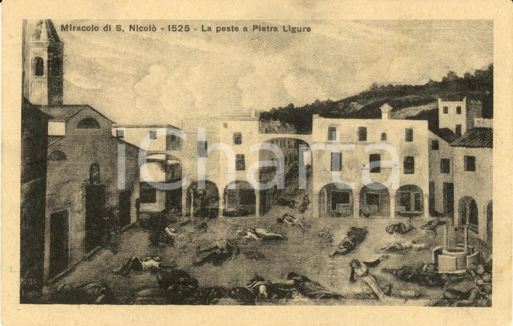 Cartolina originale da collezione 1925 PIETRA LIGURE (SV) Miracolo SAN NICOLO' Liberazione da peste *Cartolina NV 1