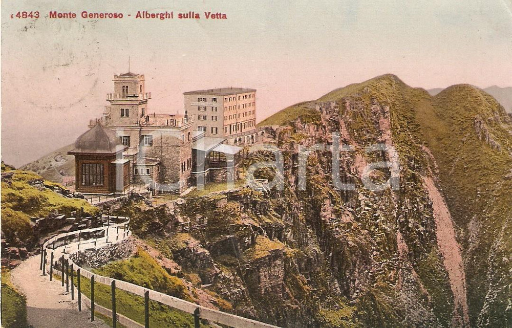 Cartolina originale da collezione 1911 CANTON TICINO Svizzera Monte GENEROSO Alberghi sulla Vetta *Cartolina FP VG 1