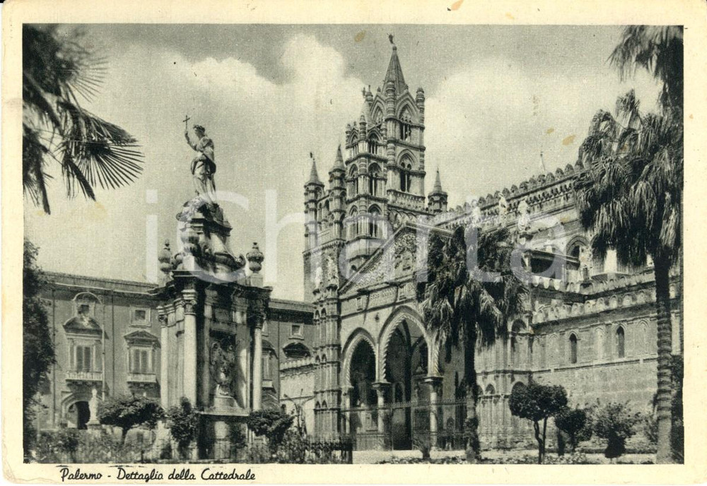 Cartolina originale da collezione 1946 PALERMO Dettaglio della Cattedrale di SANTA MARIA ASSUNTA Cartolina FG VG 1
