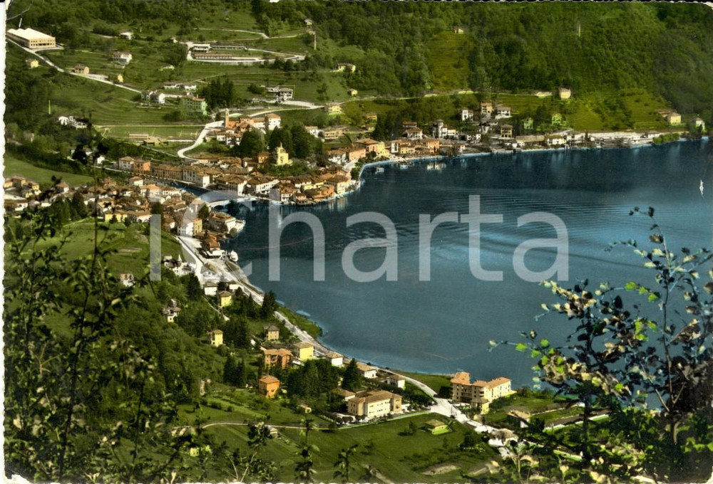 Cartolina originale da collezione 1960 LAVENA PONTE TRESA VA Veduta paese sul Lago di LUGANO Cartolina FG VG 1