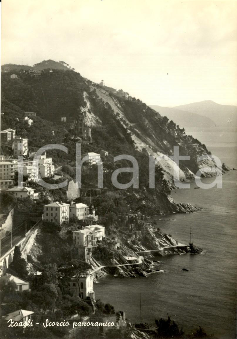 Cartolina originale da collezione 1962 ZOAGLI (GE) Scorcio panoramico paese e strada costiera *Cartolina FG VG 1