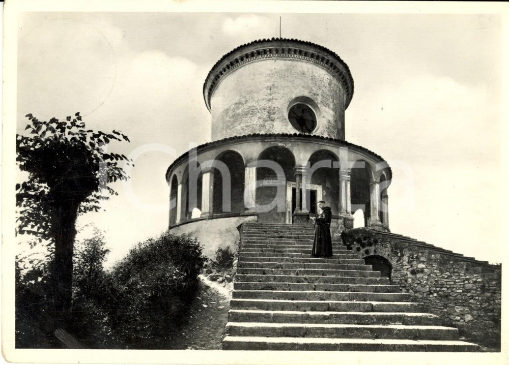 Cartolina originale da collezione 1948 SANTUARIO CREA (AL) Cappella PARADISO *Cartolina ANIMATA con monaco FG VG 1