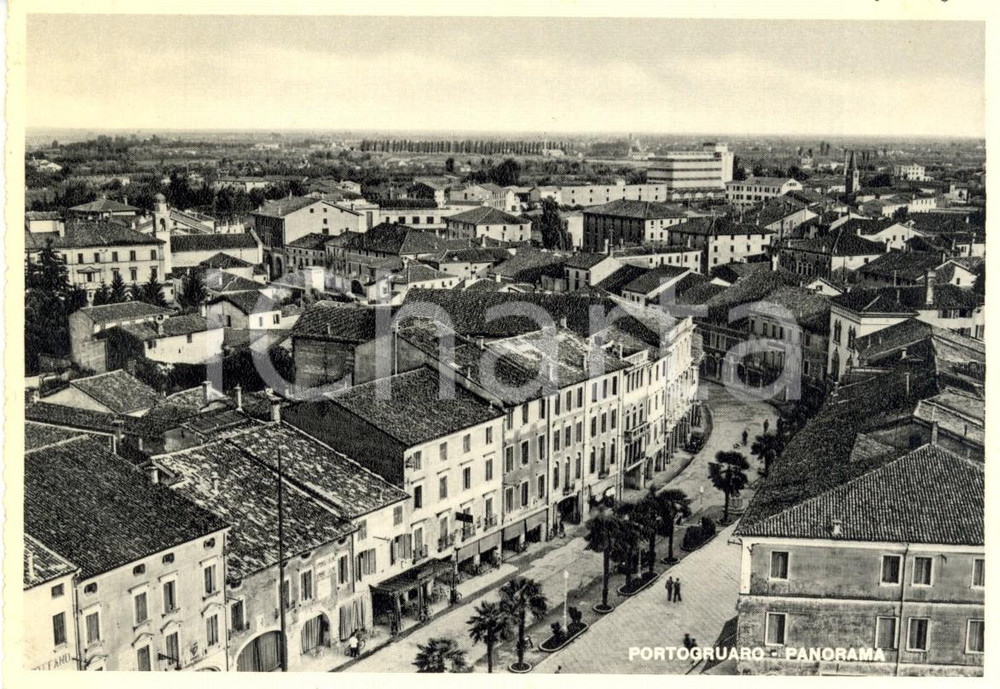 Cartolina originale da collezione 1955 PORTOGRUARO VE Panorama dei tetti del paese Cartolina FG NV 1
