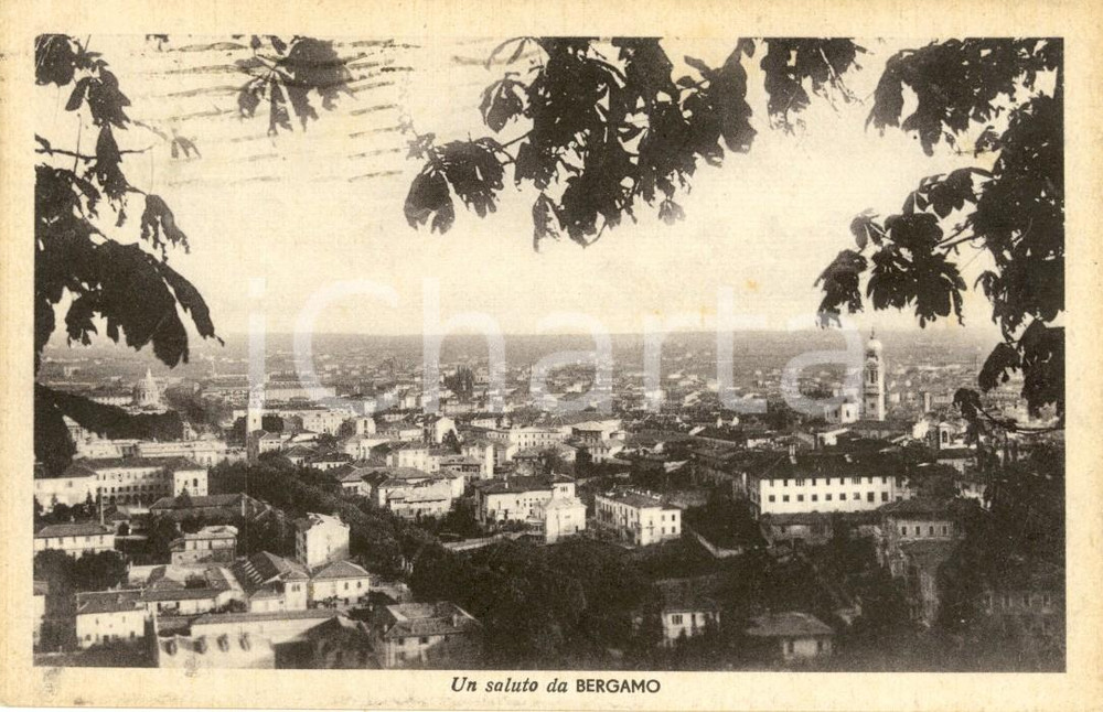 Cartolina originale da collezione 1940 BERGAMO Veduta panoramica della cittÃ  Cartolina FP VG 1