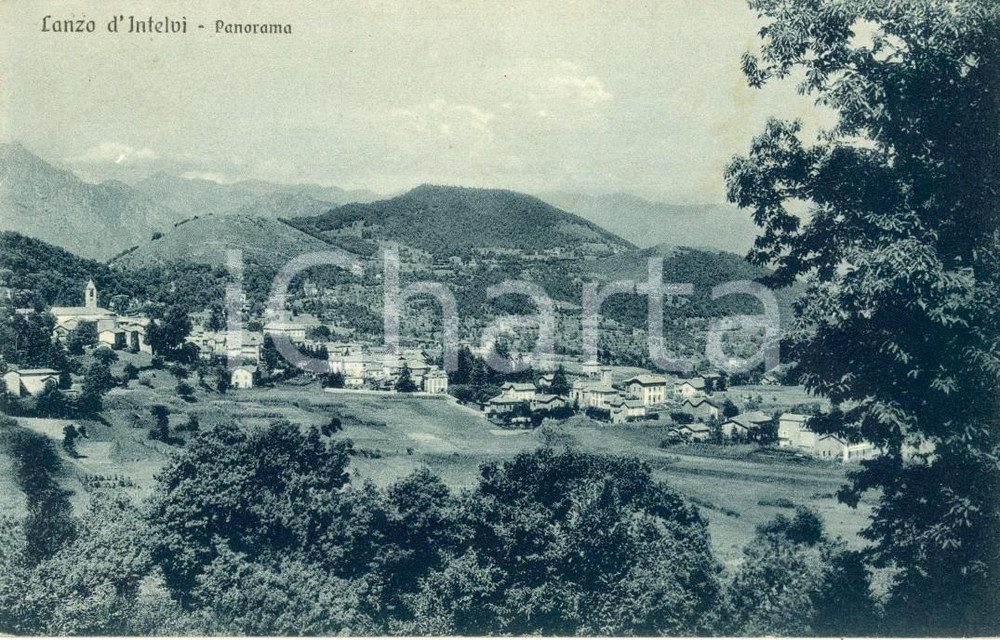 Cartolina originale da collezione 1937 LANZO D'INTELVI (CO) Veduta panoramica paese e vallata *Cartolina FP VG 1
