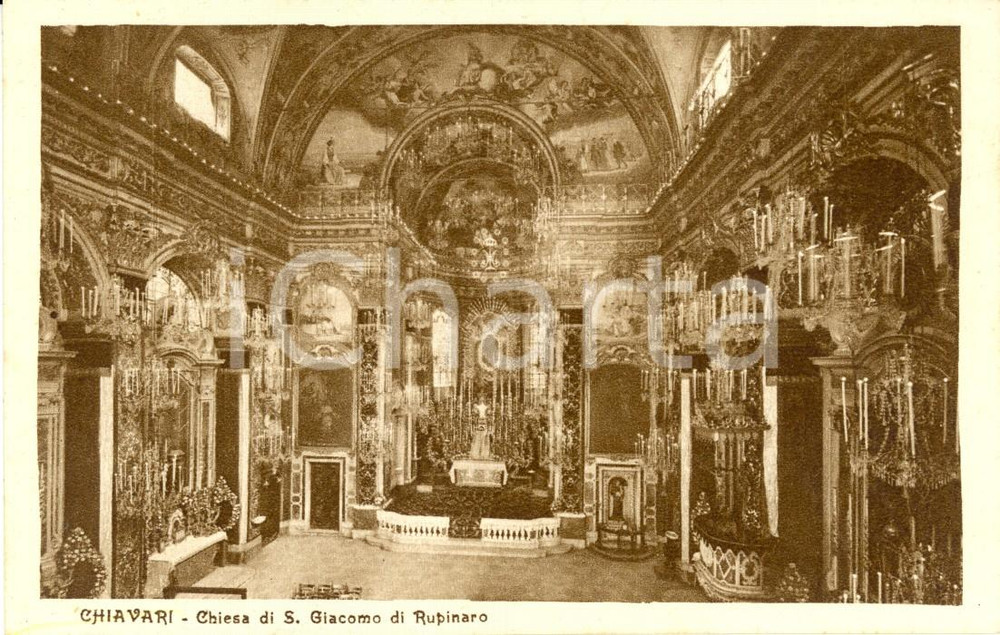 Cartolina originale da collezione 1940 ca CHIAVARI GE Interno Chiesa di SAN GIACOMO di RUPINARO Cartolina FP NV 1