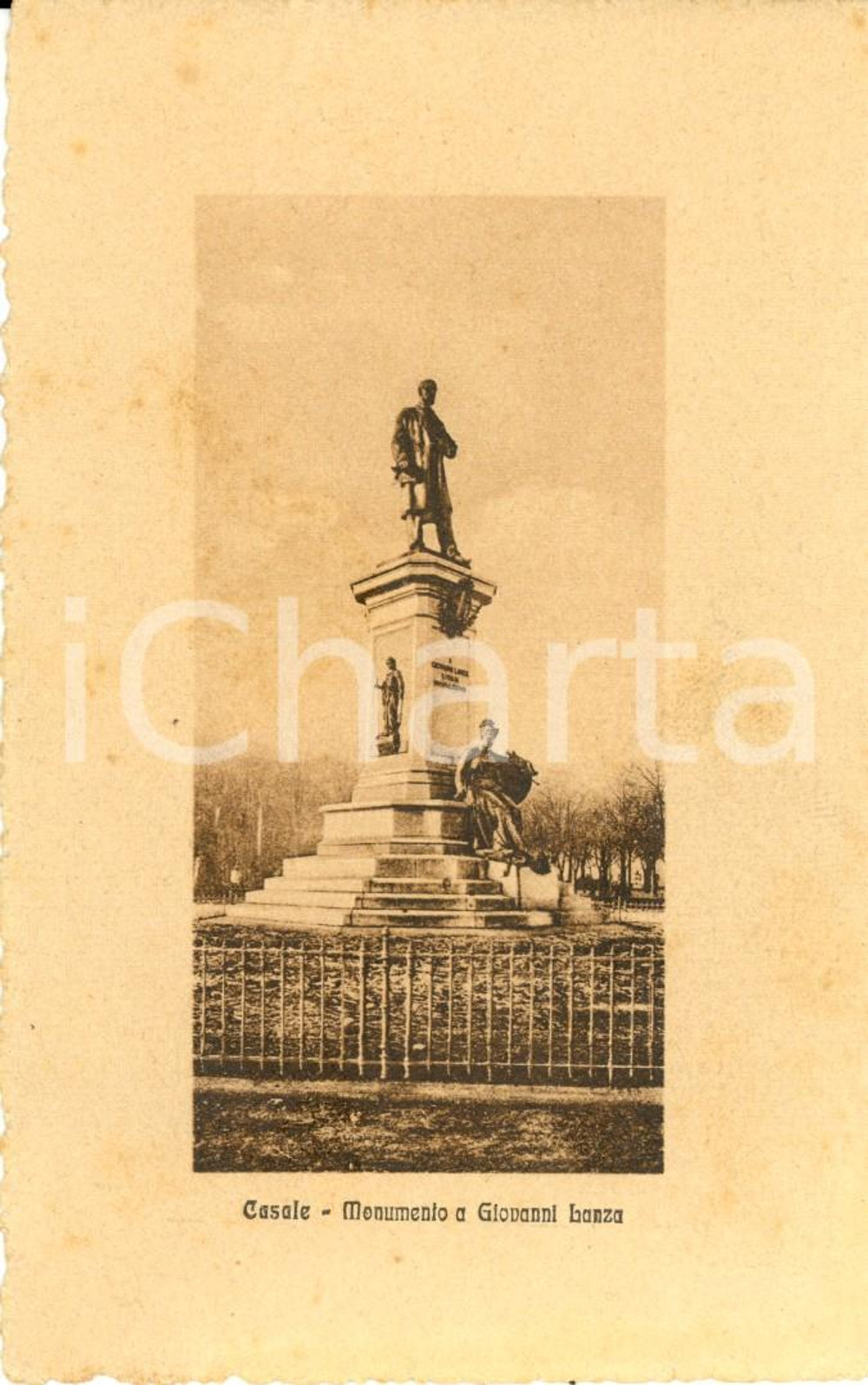 Cartolina originale da collezione 1915 ca CASALE MONFERRATO (AL) Monumento a Giovanni LANZA *Cartolina FP NV 1