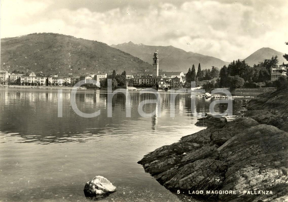 Cartolina originale da collezione 1956 VERBANIA PALLANZA Veduta paese e riva Lago MAGGIORE *Cartolina FG VG 1