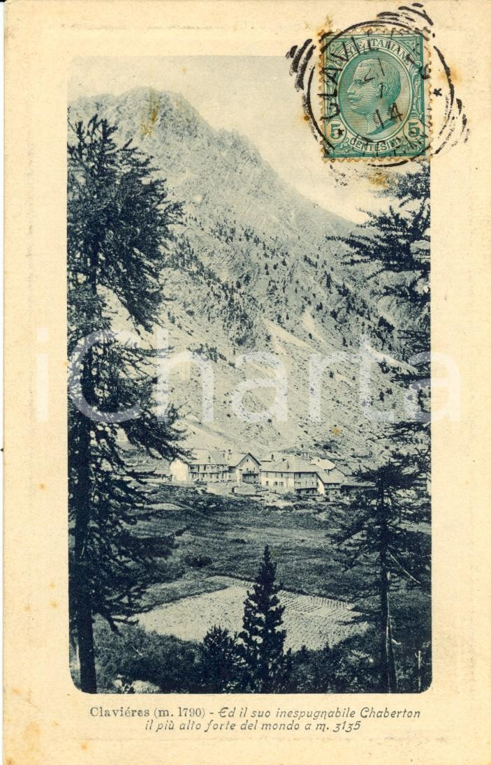 Cartolina originale da collezione 1914 CLAVIERES TO Veduta paese e Forte CHABERTON Cartolina postale FP VG 1