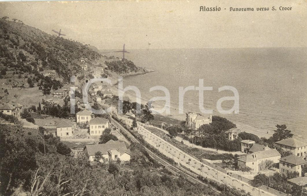 Cartolina originale da collezione 1931 ALASSIO (SV) Panorama verso localitÃ  SANTA CROCE *Cartolina postale FP VG 1