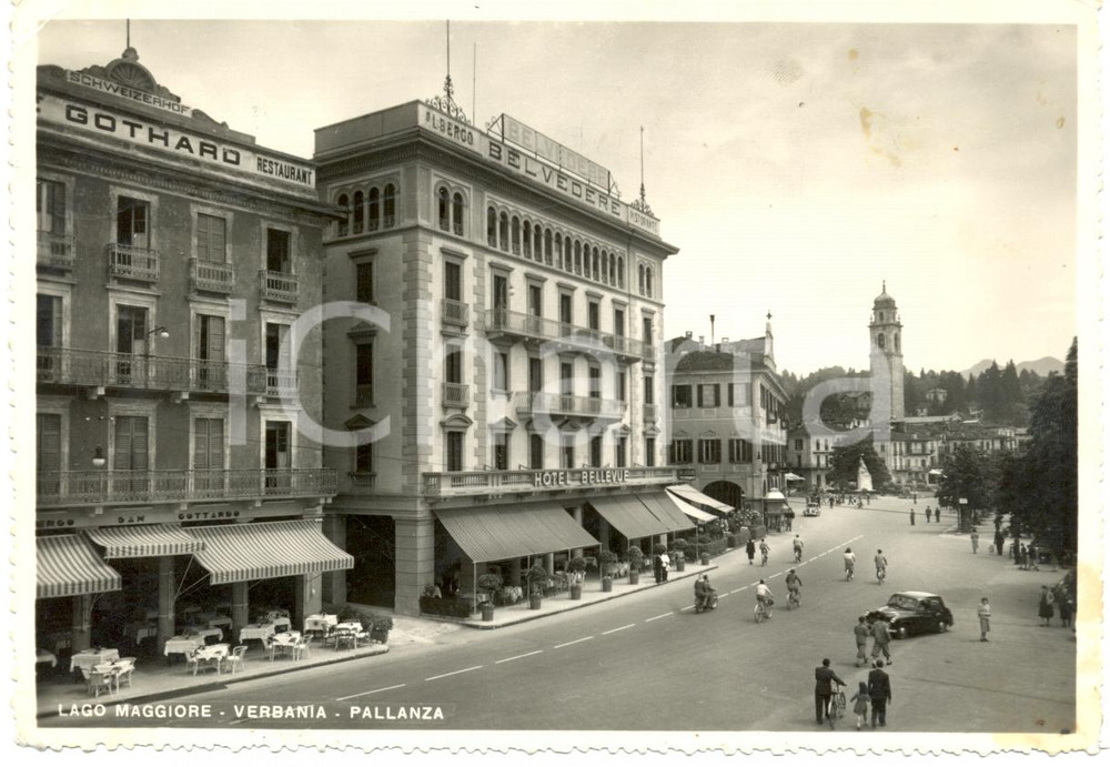 Cartolina originale da collezione 1955 PALLANZA (VB) Albergo BELVEDERE e Bar ST. GOTHARD *Cartolina ANIMATA FG VG 1