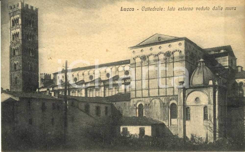 Cartolina originale da collezione 1925 LUCCA Lato esterno Cattedrale SAN MARTINO visto dalle mura *Cartolina FP VG 1