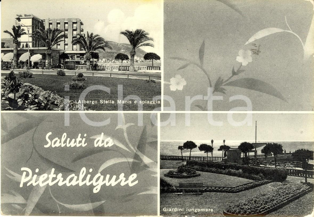 Cartolina originale da collezione 1960 PIETRA LIGURE (SV) Vedutine Albergo STELLA MARIS *Cartolina FG VG 1