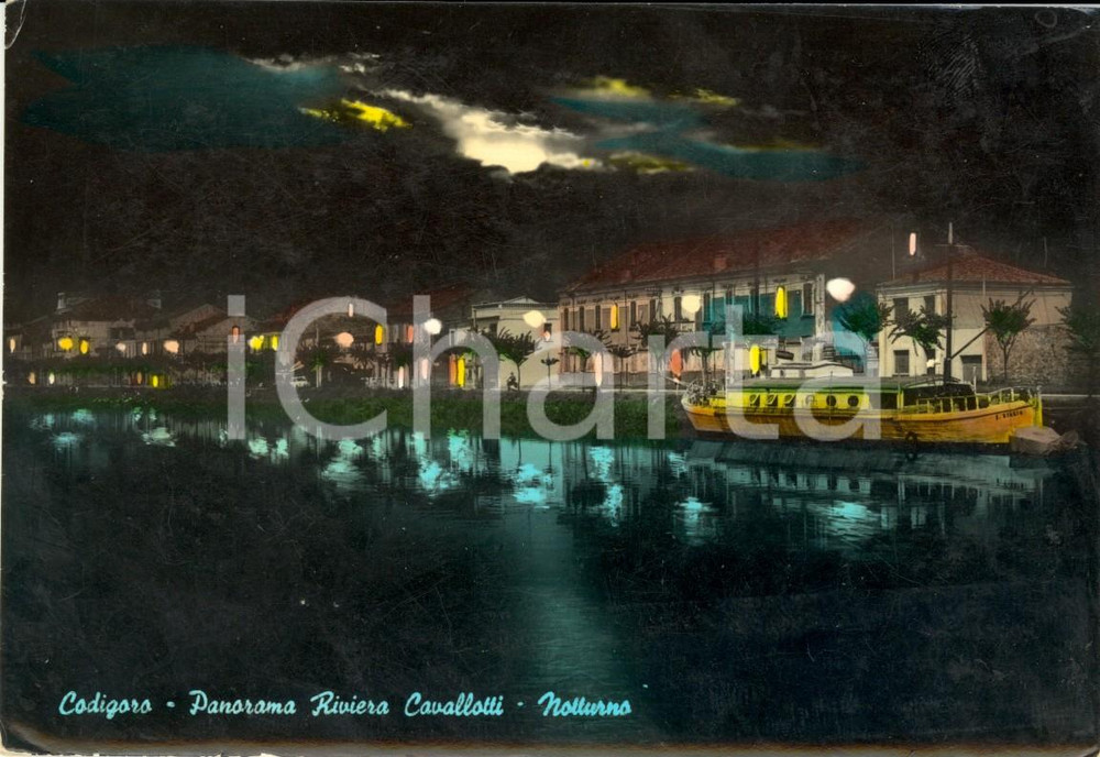 Cartolina originale da collezione 1950 ca CODIGORO (FE) Riviera CAVALLOTTI con barca SAN GIORGIO *Cartolina FG VG 1