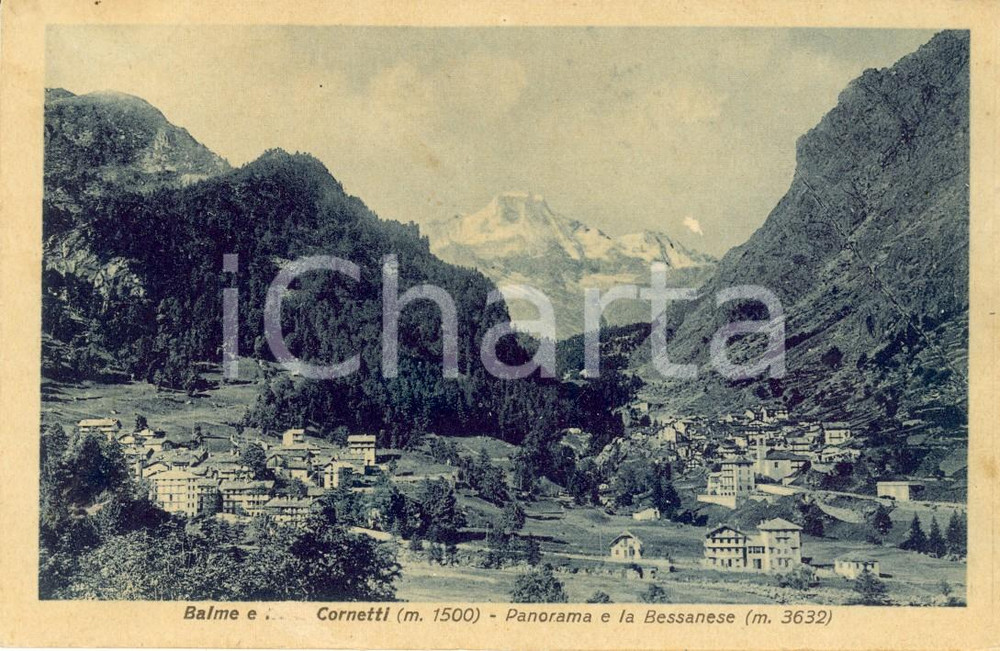 Cartolina originale da collezione 1933 BALME (TO) Panorama frazione CORNETTI con BESSANESE *Cartolina FP VG 1