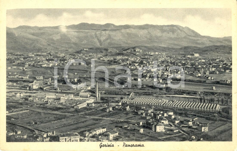 Cartolina originale da collezione 1939 GORIZIA Panorama aereo cittÃ  con stabilimento industriale *Cartolina FP VG 1