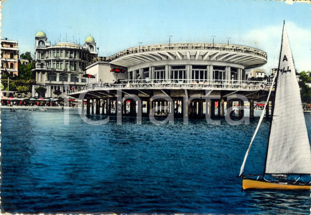 Cartolina originale da collezione 1950 ca ANZIO (RM) Stabilimento TIRRENO e PARADISO *Cartolina ANIMATA con vela 1