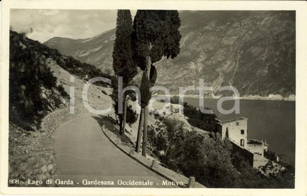 Cartolina originale da collezione 1937 LAGO DI GARDA (BS) Strada statale GARDESANA Occidentale *Cartolina FP VG 1