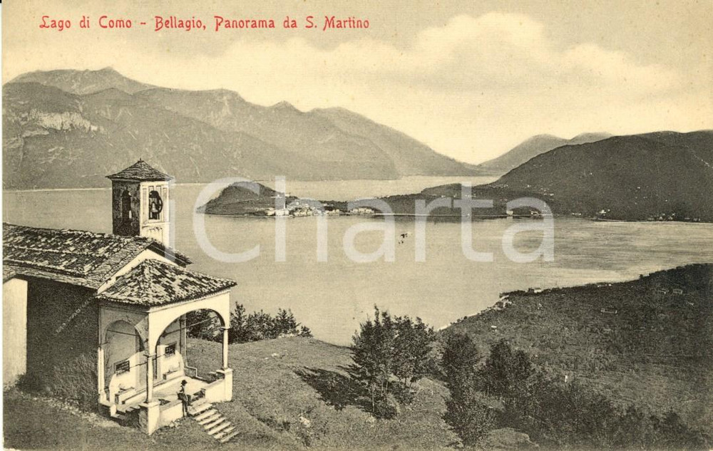 Cartolina originale da collezione 1915 ca BELLAGIO CO Panorama del lago da SAN MARTINO Cartolina FP NV 1