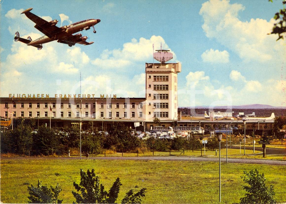 Cartolina originale da collezione 1965 FRANCOFORTE SUL MENO (GER) Aeroporto FLUGHAFEN con decollo *Cartolina FG VG 1