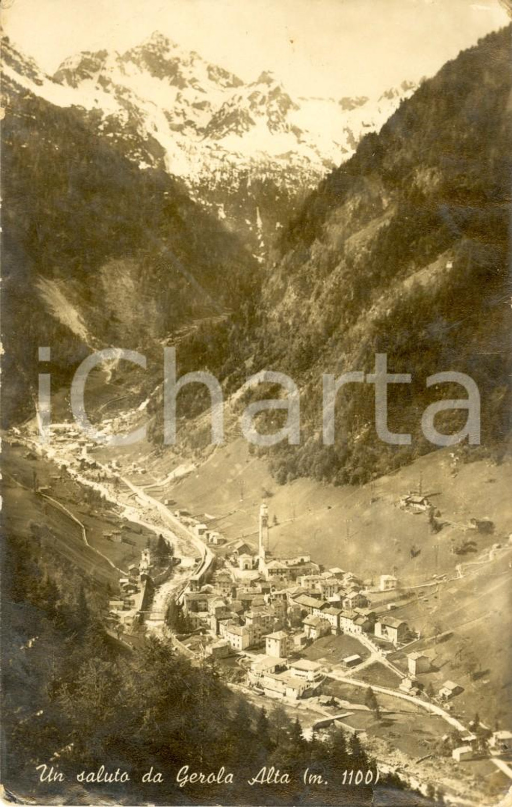 Cartolina originale da collezione 1942 GEROLA ALTA (SO) Veduta panoramica paese e vallata *Cartolina FP VG 1