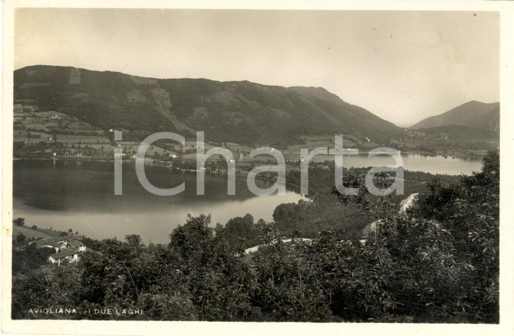 Cartolina originale da collezione 1949 AVIGLIANA TO Panorama con i due laghi Cartolina FP VG 1
