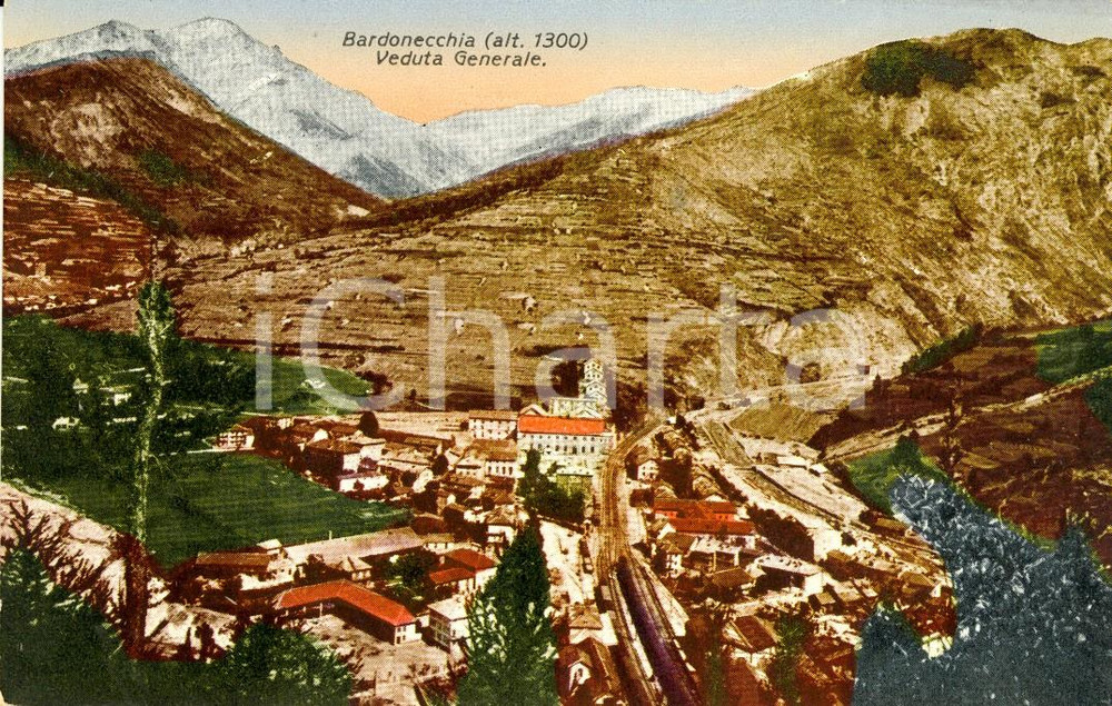 Cartolina originale da collezione 1915 ca BARDONECCHIA TO Veduta generale paese con ferrovia Cartolina FP NV 1