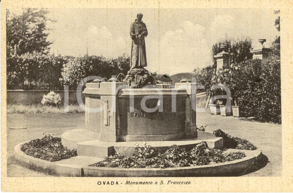 Cartolina originale da collezione 1940 ca OVADA (AL) Veduta del Monumento a SAN FRANCESCO *Cartolina FP NV 1