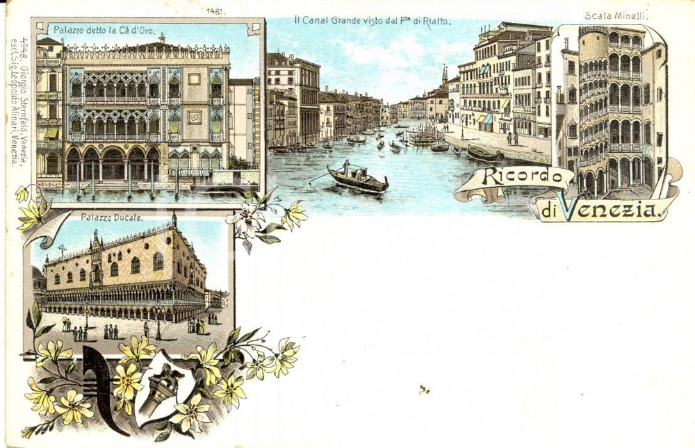 Cartolina originale da collezione 1900 ca VENEZIA Vedutine CA  D ORO Scala MINELLI e Canal GRANDE Cartolina FP NV 1