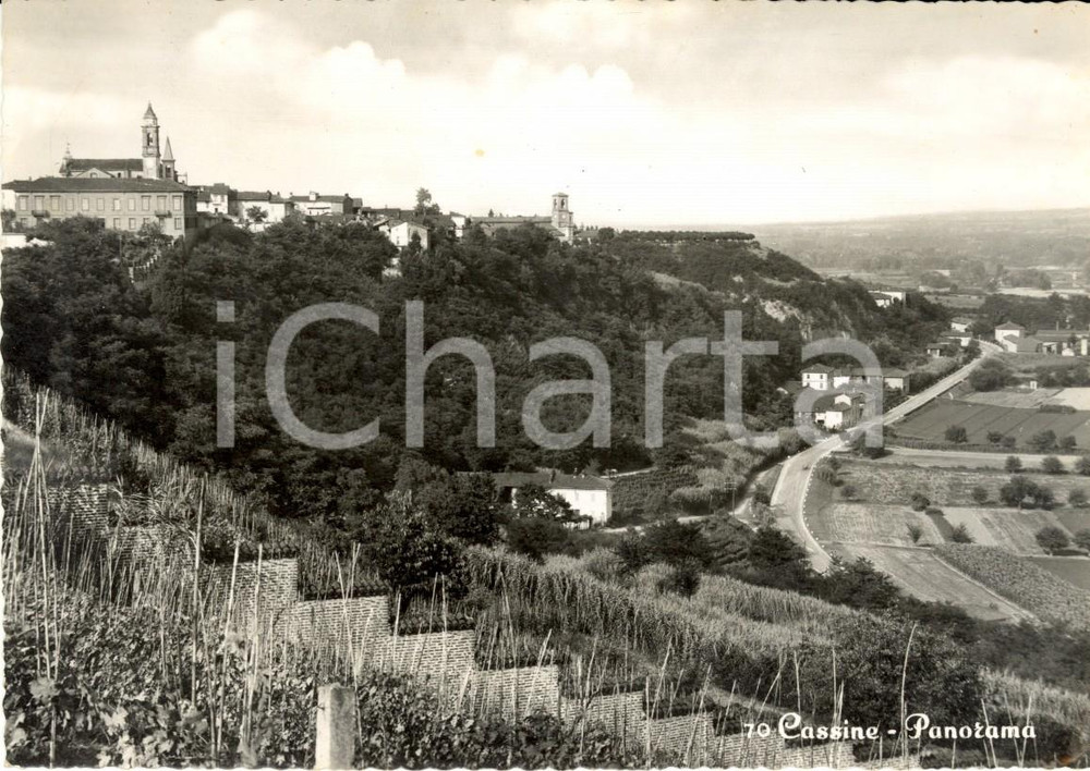 Cartolina originale da collezione 1955 CASSINE AL Veduta panoramica paese e dintorni Cartolina postale FG VG 1