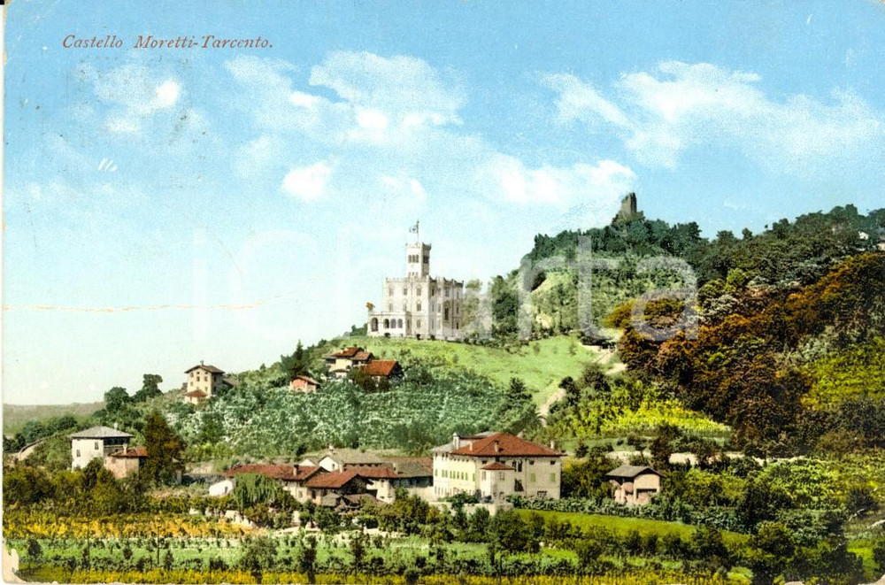 Cartolina originale da collezione 1916 TARCENTO (UD) Veduta paese con Castello MORETTI *Cartolina postale FP VG 1