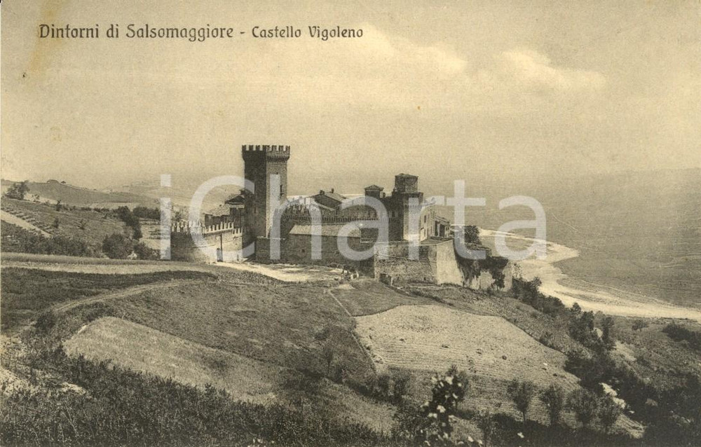 Cartolina originale da collezione 1909 SALSOMAGGIORE TERME (PR) Veduta del Castello di VOGOLENO *Cartolina FP VG 1