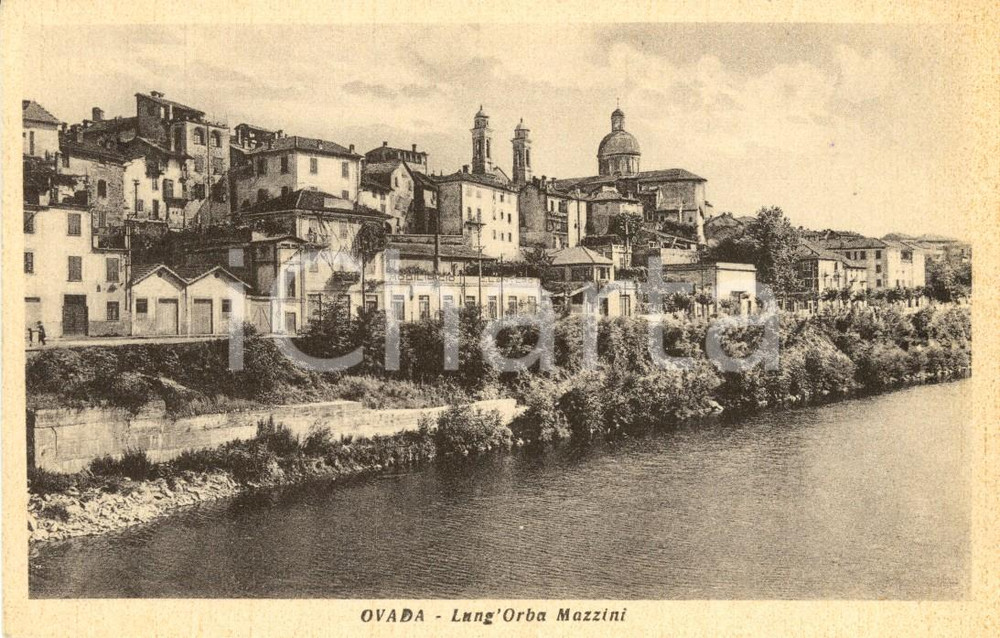 Cartolina originale da collezione 1940 ca OVADA AL Veduta di Via LUNG ORBA GIUSEPPE MAZZINI Cartolina FP NV 1