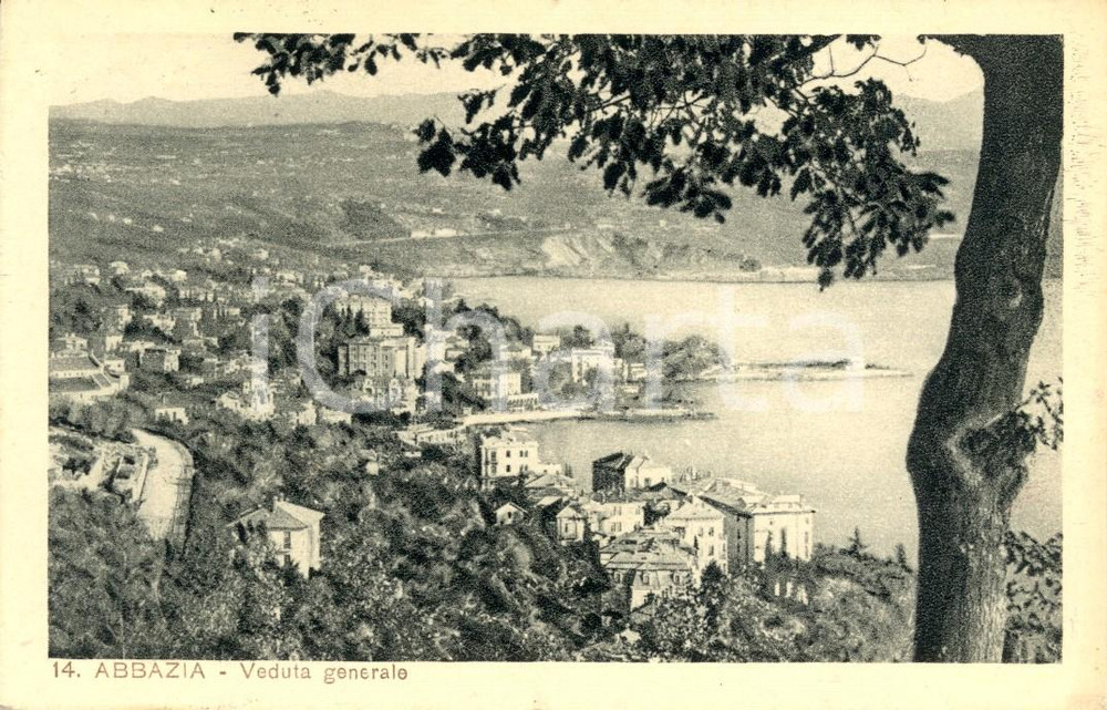 Cartolina originale da collezione 1933 ABBAZIA / OPATIJA CROAZIA Veduta panoramica del paese Cartolina FP VG 1