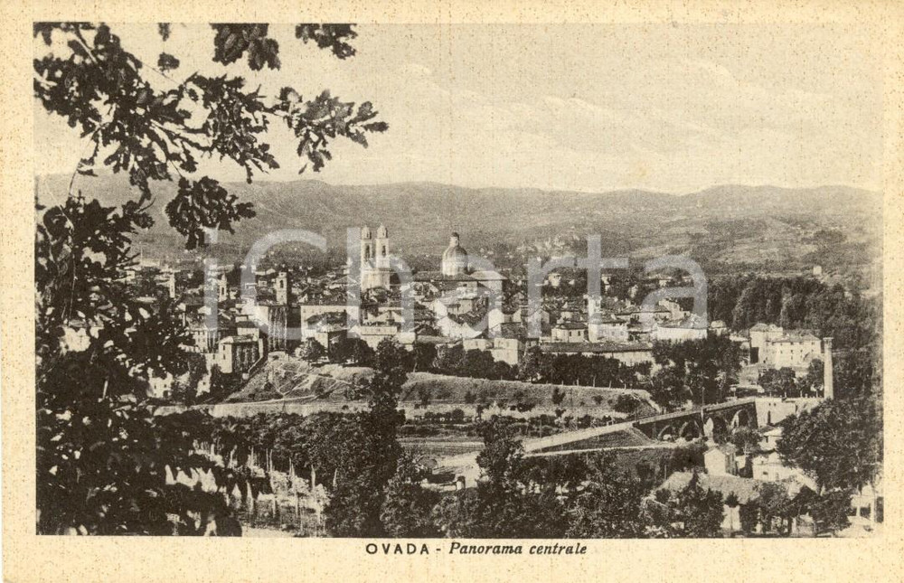 Cartolina originale da collezione 1930 ca OVADA (AL) Veduta panoramica del paese *Cartolina postale FP NV 1