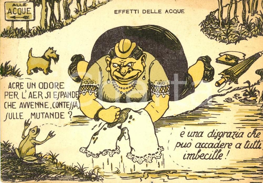 Cartolina originale da collezione 1957 TERME DI BOGNANCO (VB) Acre un odore per l'aer si espande *Satirica FP VG 1