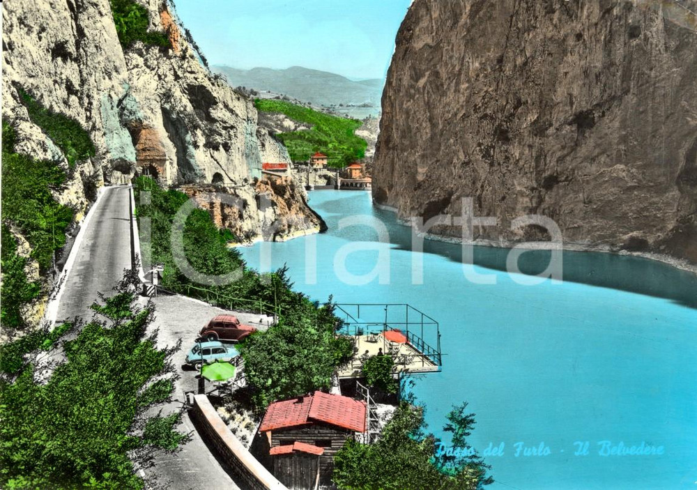 Cartolina originale da collezione 1967  PASSO DEL FURLO PU Fiume CANDIGLIANO con belvedere Cartolina FG VG 1