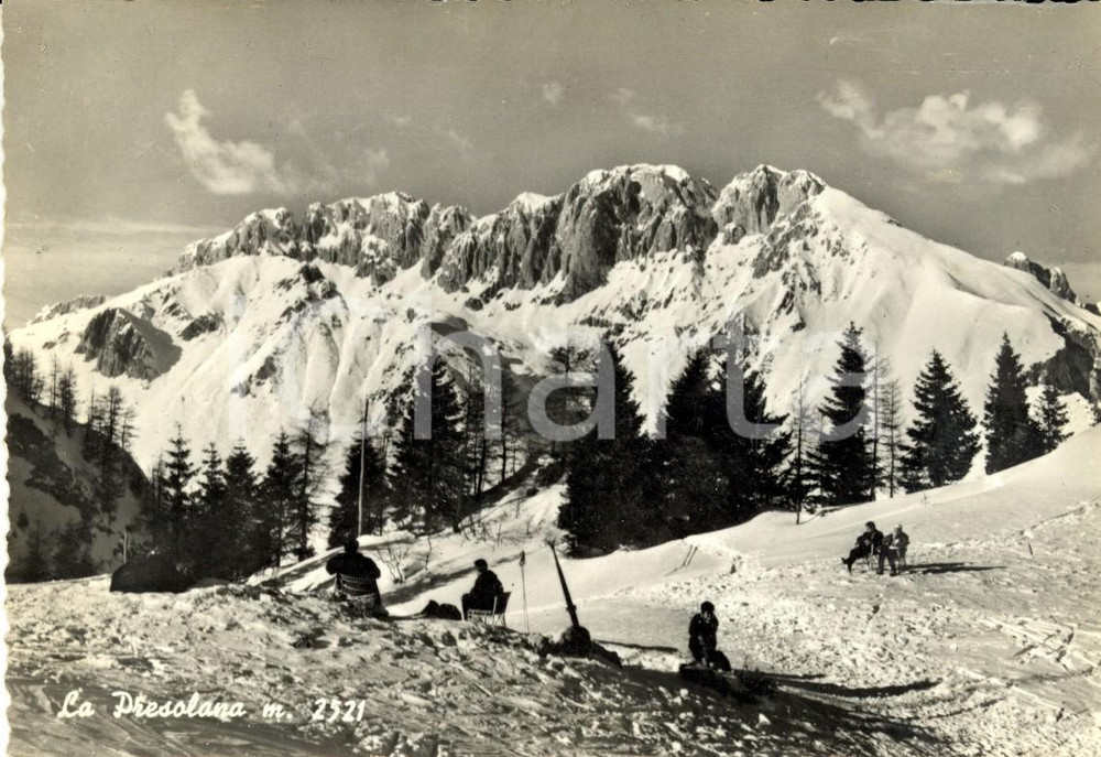Cartolina originale da collezione 1963 LA PRESOLANA (BG) Veduta del massiccio innevato *Cartolina ANIMATA FG VG 1