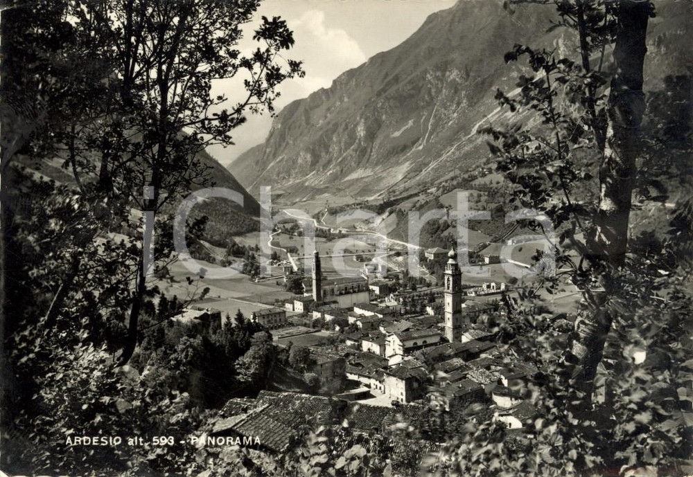 Cartolina originale da collezione 1954 ARDESIO (BG) Panorama paese e Valle SERIANA *Cartolina postale FG VG 1