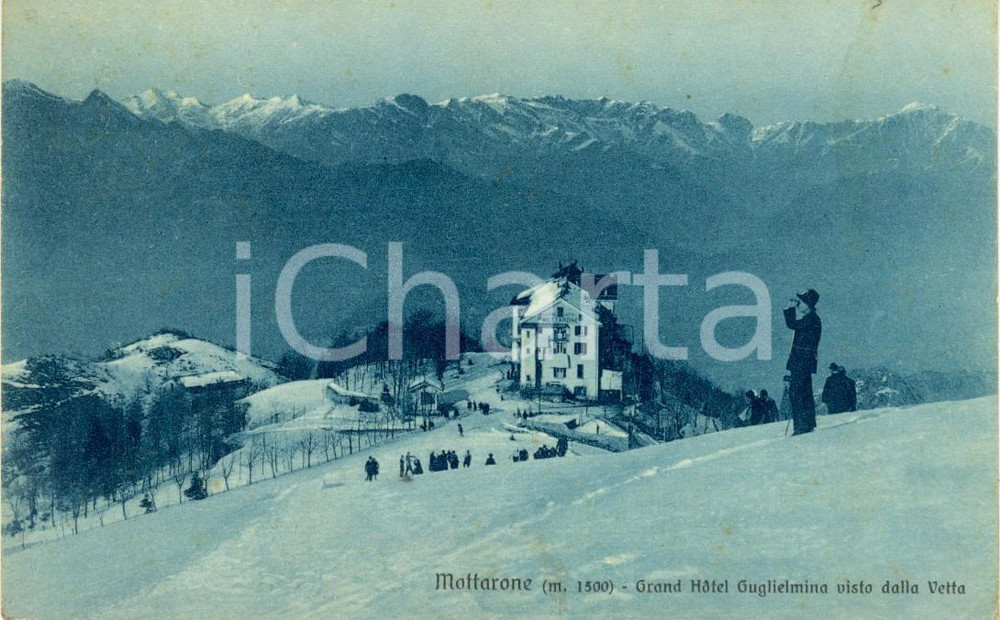 Cartolina originale da collezione 1930 MOTTARONE VB Grand Hotel GUGLIELMINA visto dalla vetta Cartolina FP VG 1