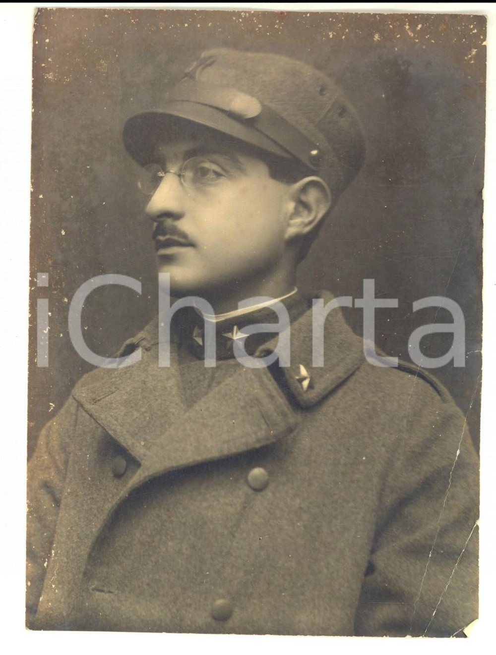 Fotografia d epoca originale 1920 ca REGIO ESERCITO Ritratto di ufficiale Foto 13x17 DANNEGGIATA 1