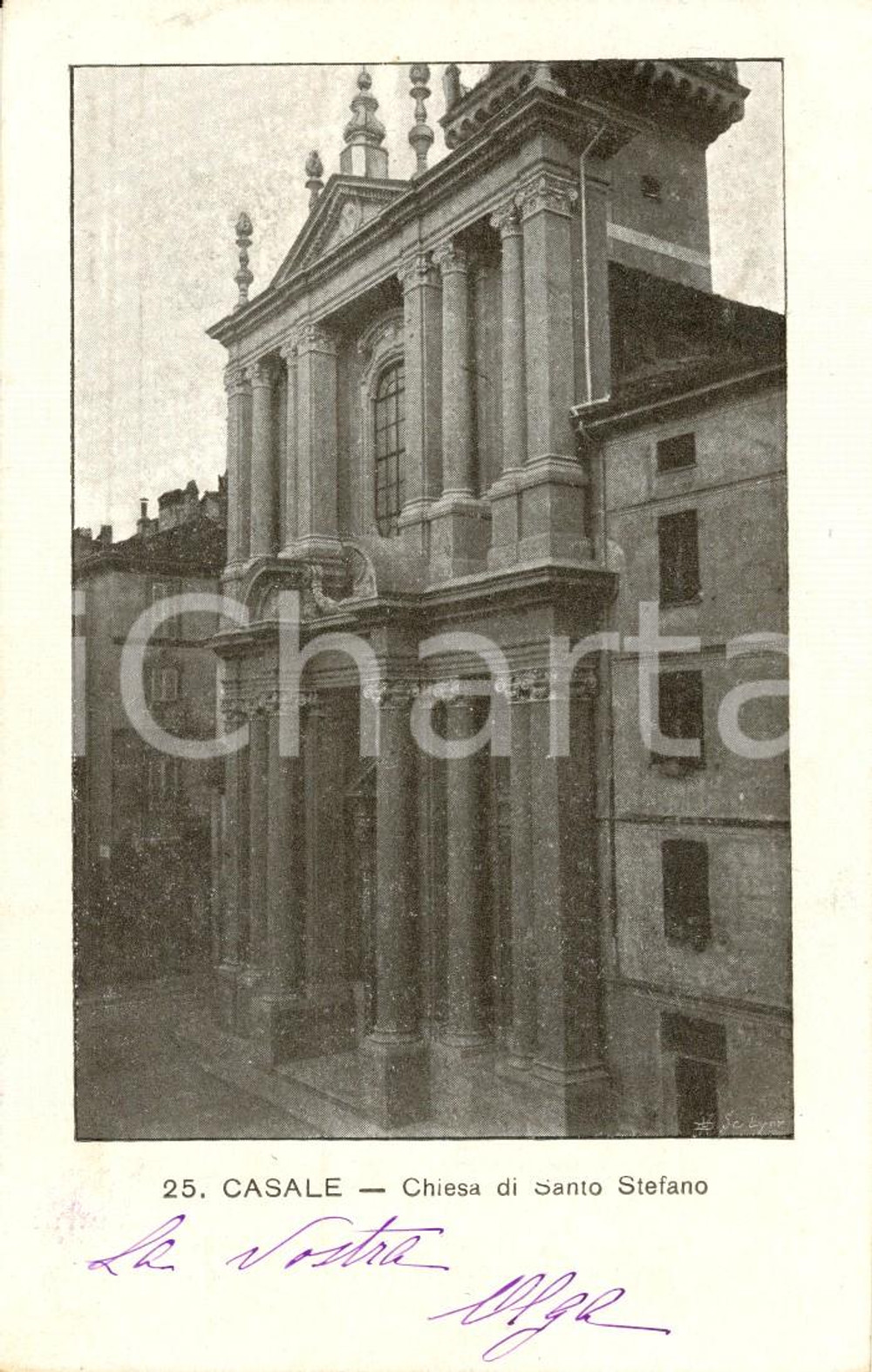 Cartolina originale da collezione 1900 CASALE MONFERRATO (AL) Scorcio Chiesa di SANTO STEFANO *Cartolina FP VG 1