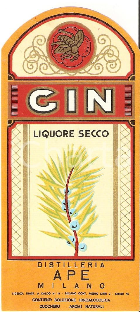 Materiale pubblicitario d’epoca 1970 ca MILANO Distilleria APE Liquore secco CIN Etichetta ILLUSTRATA 1