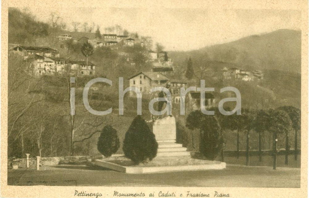 Cartolina originale da collezione 1935 ca PETTINENGO BI Monumento ai Caduti e frazione PIANA Cartolina FP NV 1